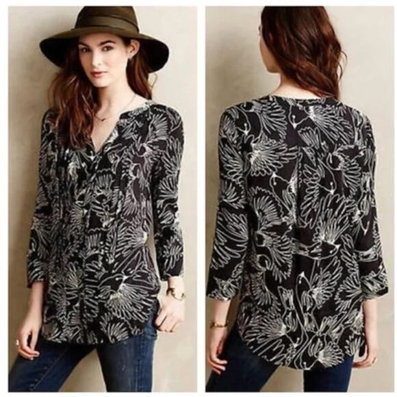 Maeve by Anthropologie – Bird Print Long Sleeve Blouse - Picture 2 of 9